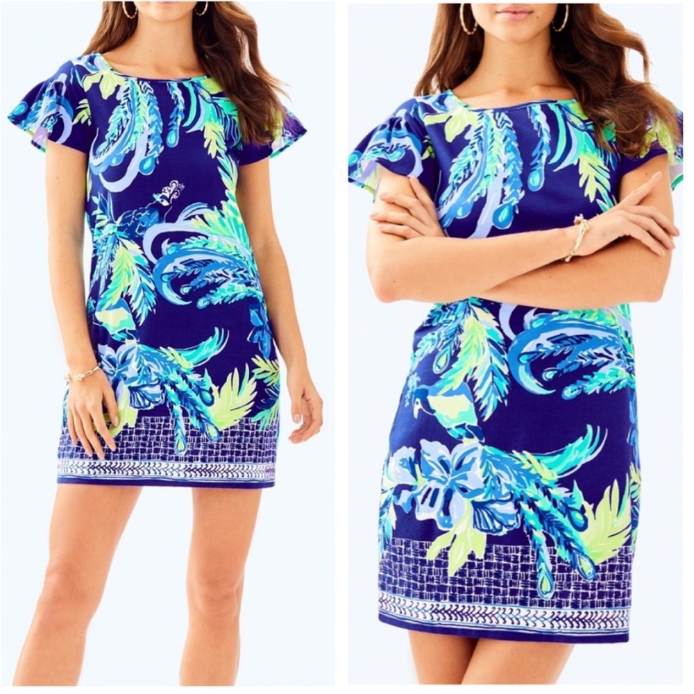 NWT Lilly Pulitzer Marah Dress SZ S Twilight Blue Nest To Nothing Engineered